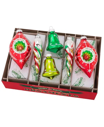 Shiny Brite Holiday Splendor Mixed Shapes, Set Of 6 In Multi