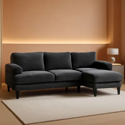 Shipitfurniture 110 Inch U Shaped Sectional Couch For Living Room With Double Chaise In Chenille Fabric Black