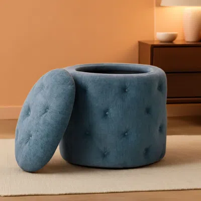Shipitfurniture 18.75 Inches Circumferential Sky Blue Storage Ottoman