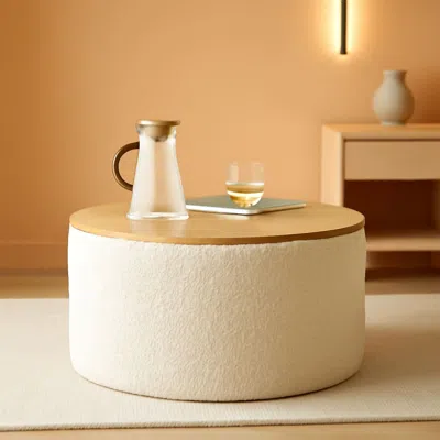 Shipitfurniture 21 Inch Round Ottoman With Ample Storage Compartment
