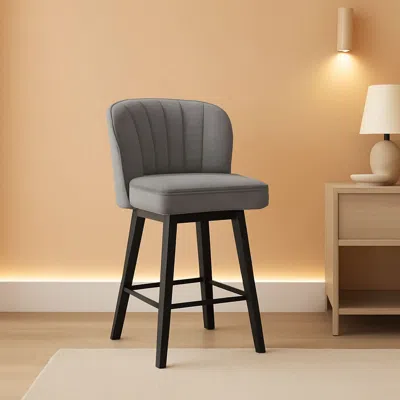 Shipitfurniture 26 Counter Height Bar Stools Set Of 3 Gray Faux Leather