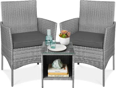 Shipitfurniture 3 Piece Outdoor Wicker Bistro Set With Side Table