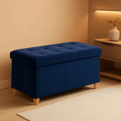 Shipitfurniture 30 Inch Multifunctional Folding Storage Ottoman Navy