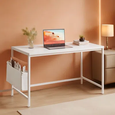 Shipitfurniture 32 Inch Computer Desk With Storage Bag And Headphone Hook In White