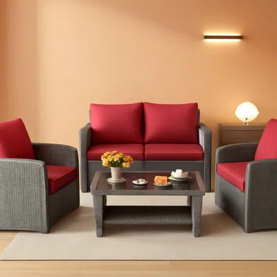 Shipitfurniture 4 Piece All Weather Patio Furniture Set With Cushions And Glass Table