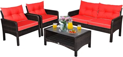 Shipitfurniture 4 Piece Outdoor Wicker Patio Furniture Set With Cushions