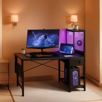 Shipitfurniture 40 Inch Gaming Desk Industrial Grade Carbon Fiber Black
