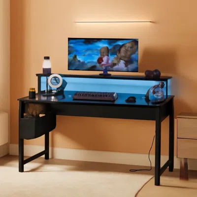 Shipitfurniture 40 Inch Wide Gaming Desk With Rgbled Lighting Effects In Multi