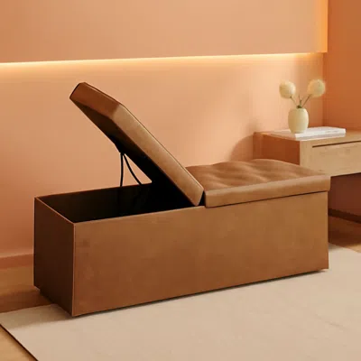 Shipitfurniture 43 Inch Premium Synthetic Leather Ottoman Bench With Lid