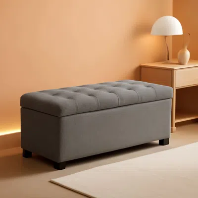 Shipitfurniture 47.2 Inch Storage Ottoman Bench Light Grey Upgraded