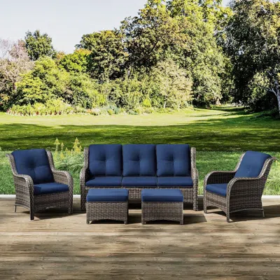 Shipitfurniture 5-piece Wicker Patio Furniture Set With Cushions