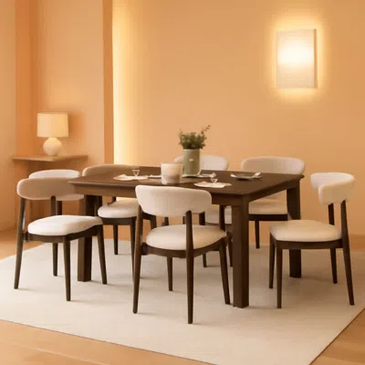 Shipitfurniture 63inch Industrial Dining Table Set With Upholsteredchairs