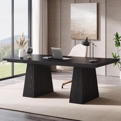 Shipitfurniture 63-inch Modern Executive Desk Featuring Dual Pedestal