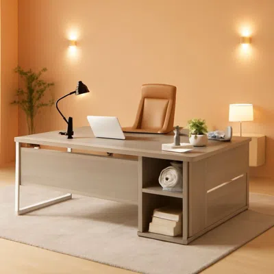 Shipitfurniture 71 Inch Executive L Shaped Desk Cabinets Gray And White In Neutral