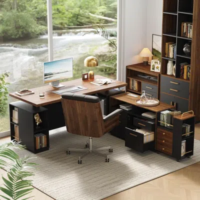 Shipitfurniture 71 Inches Electric Standing Desk Lockable Cabinets