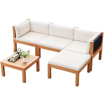 Shipitfurniture Acacia Wood Outdoor Sectional Sofa Set With Cushions