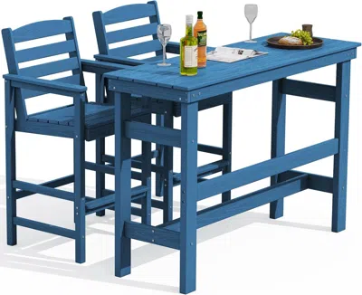 Shipitfurniture Adirondack Outdoor Bar Table And Chairs Set Blue