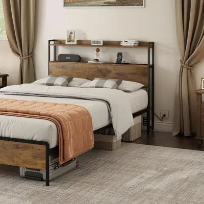 Shipitfurniture Adjustable Full Size Headboard With Usb Ports And Storage