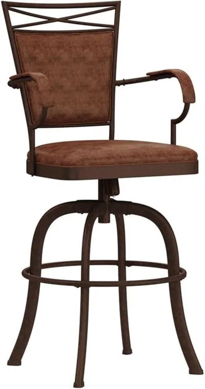 Shipitfurniture Aged Bronze Swivel Tilt Barstool With Padded Comfort In Multi