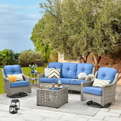 Shipitfurniture All Weather 5 Piece Outdoor Sofa Set With Swivel Rockers