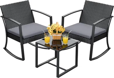Shipitfurniture All Weather Outdoor Rocking Chair Set With Cushions