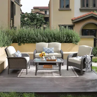 Shipitfurniture All Weather Wicker Patio Furniture Set With Cushions