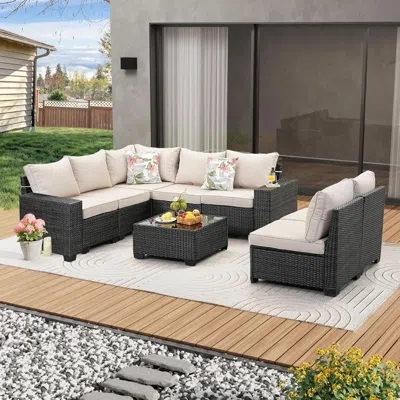 Shipitfurniture All-weather Wicker Outdoor Sectional Sofa Set With Cushions