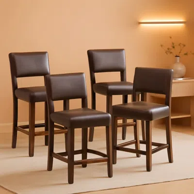 Shipitfurniture Bar Stool Set Of 4 24.5 Inch Counter Height Pvc Leather