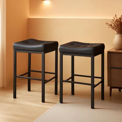 Shipitfurniture Bar Stools 25 Inch Counter Height With Pu Upholstery Black