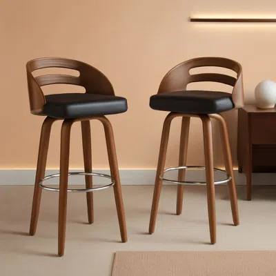 Shipitfurniture Bar Stools Set Of 2 Black Swivel For Home Bar Counter
