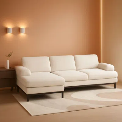 Shipitfurniture Beige 111 Inch U Shape Corduroy Sectional Sofa With Chaises