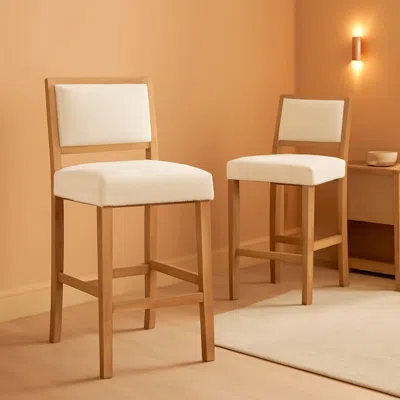 Shipitfurniture Beige Bar Stools Set Of 2 26 Inch Counter Height Backrest