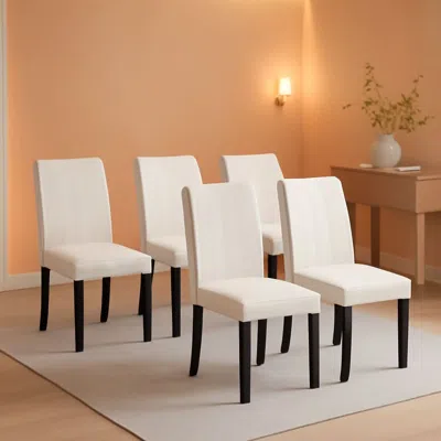 Shipitfurniture Beige Luxuriously Upholstered Dining Chairs Set Six