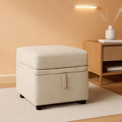 Shipitfurniture Beige Textured Storage Ottoman For Sectional Sleeper