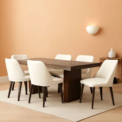 Shipitfurniture Beige Upholstered Dining Chairs With Wood Legs Set Of 6