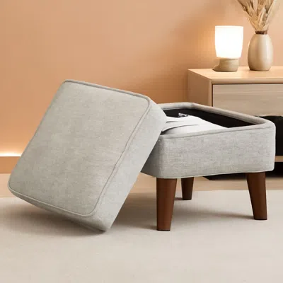 Shipitfurniture Beige Upholstered Storage Ottoman With Removable Lid