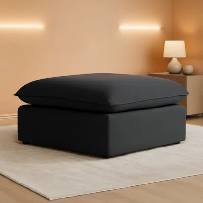 Shipitfurniture Black Storage Ottoman With Removable Cushion Covers