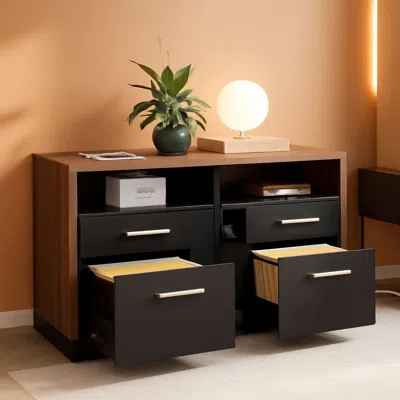 Shipitfurniture Black Walnut Professional Four Drawer File Cabinet