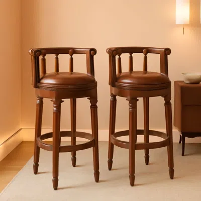 Shipitfurniture Brown Bar Height Swivel Stool With Back Rest 360 Degree 2 Pack