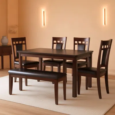 Shipitfurniture Brown Contemporary Engineered Wood Dining Table Set