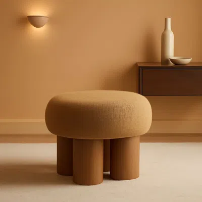Shipitfurniture Brown Mushroom Stool Ottoman Footrest 16.54 Inches