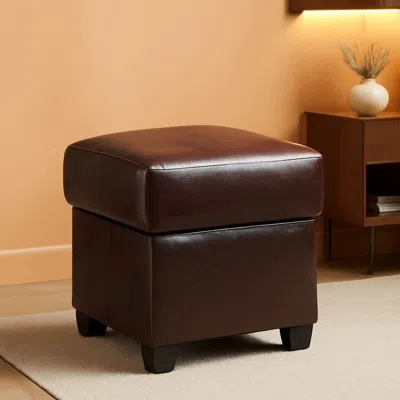 Shipitfurniture Brown Pu Leather Storage Ottoman Featuring Cushionedtop