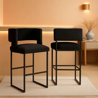 Shipitfurniture Caleb Collection Counter Height Stool Black Velvet Set Of 2