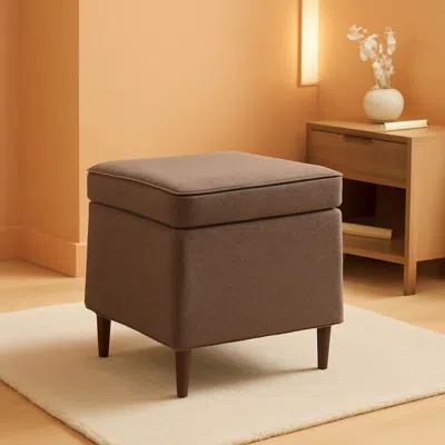 Shipitfurniture Chocolate Brownstone Storage Ottoman With Hinged Lid