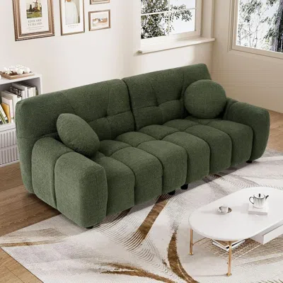 Shipitfurniture Comfy Oversized Boucle Cloud Sofa With Elegant Design In Green