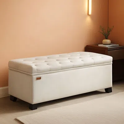 Shipitfurniture Cream Storage Ottoman Bench 43inch Living Room Furniture
