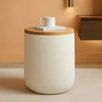 Shipitfurniture Cream Textured Storage Ottoman Removable Lid Walnut