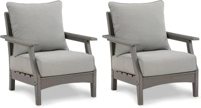 Shipitfurniture Cushioned Outdoor Lounge Chairs Set Of Two Grey