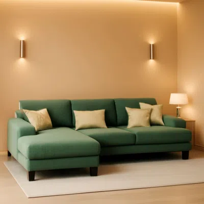 Shipitfurniture Dark Green Corduroy U Shaped Sectional Sofa 4 Seat Chaise
