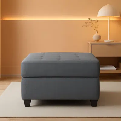 Shipitfurniture Dark Grey Upholstered Ottoman With Concealed Storage